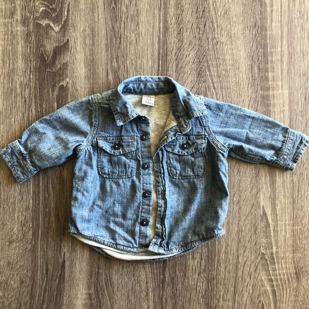 Baby Gap Jersey Lined Chambray Button Down